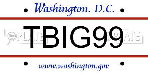 TBIG99 District Of Columbia License Plate