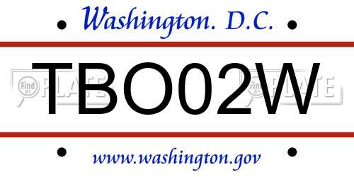 TBO02W District Of Columbia License Plate