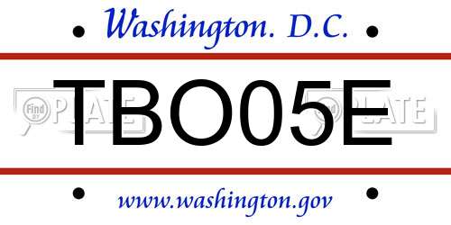 TBO05E District Of Columbia License Plate