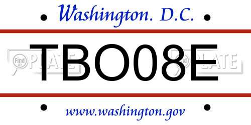 TBO08E District Of Columbia License Plate