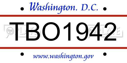 TBO1942 District Of Columbia License Plate