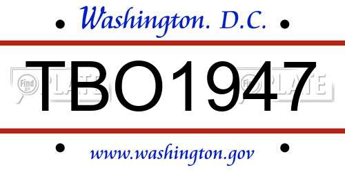 TBO1947 District Of Columbia License Plate