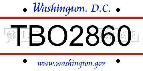 TBO2860 District Of Columbia License Plate
