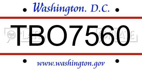 TBO7560 District Of Columbia License Plate