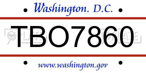 TBO7860 District Of Columbia License Plate