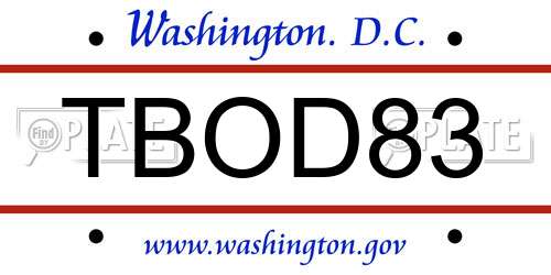 TBOD83 District Of Columbia License Plate
