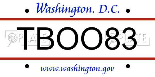 TBOO83 District Of Columbia License Plate
