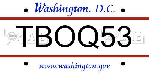 TBOQ53 District Of Columbia License Plate