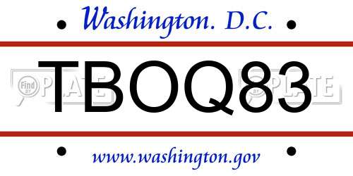 TBOQ83 District Of Columbia License Plate