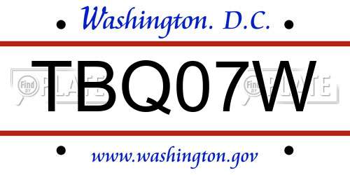 TBQ07W District Of Columbia License Plate