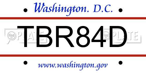 TBR84D District Of Columbia License Plate
