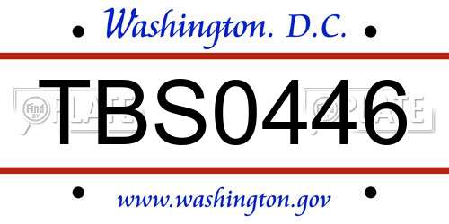 TBS0446 District Of Columbia License Plate