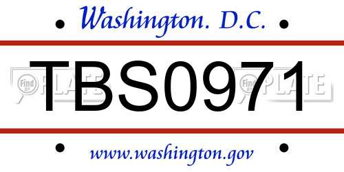 TBS0971 District Of Columbia License Plate