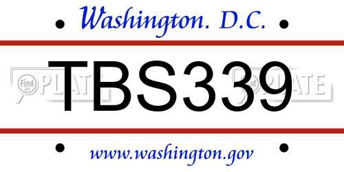 TBS339 District Of Columbia License Plate