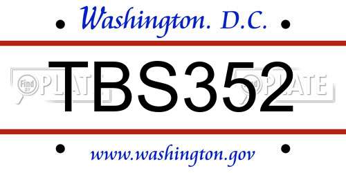 TBS352 District Of Columbia License Plate