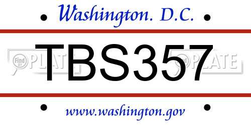 TBS357 District Of Columbia License Plate