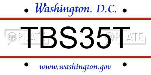 TBS35T District Of Columbia License Plate