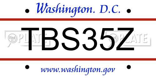 TBS35Z District Of Columbia License Plate