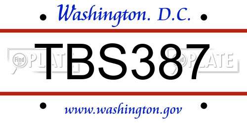 TBS387 District Of Columbia License Plate