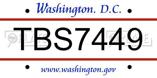 TBS7449 District Of Columbia License Plate