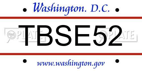TBSE52 District Of Columbia License Plate