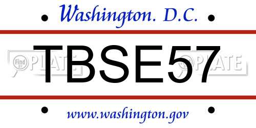 TBSE57 District Of Columbia License Plate