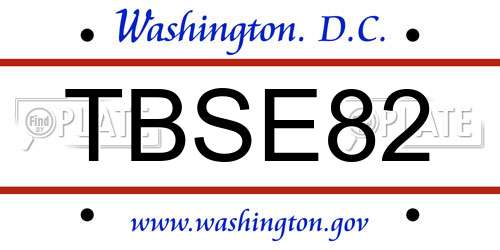 TBSE82 District Of Columbia License Plate