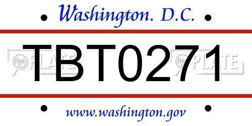 TBT0271 District Of Columbia License Plate
