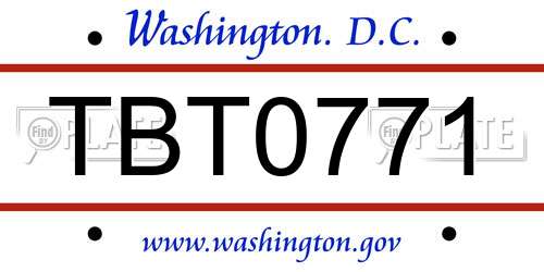 TBT0771 District Of Columbia License Plate