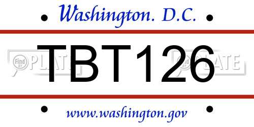 TBT126 District Of Columbia License Plate