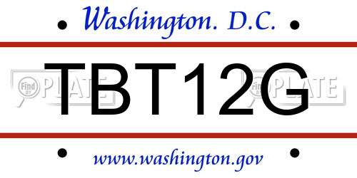 TBT12G District Of Columbia License Plate
