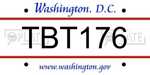 TBT176 District Of Columbia License Plate