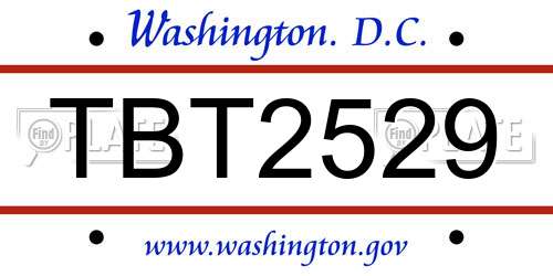 TBT2529 District Of Columbia License Plate