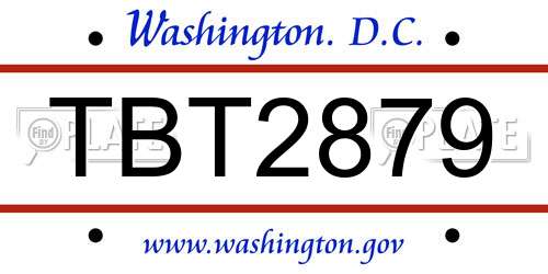 TBT2879 District Of Columbia License Plate