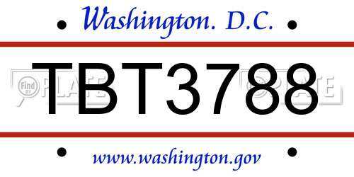 TBT3788 District Of Columbia License Plate
