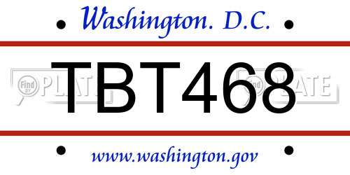TBT468 District Of Columbia License Plate