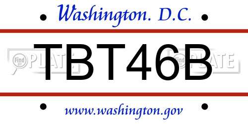TBT46B District Of Columbia License Plate