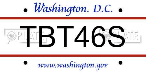 TBT46S District Of Columbia License Plate