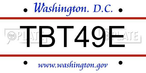 TBT49E District Of Columbia License Plate