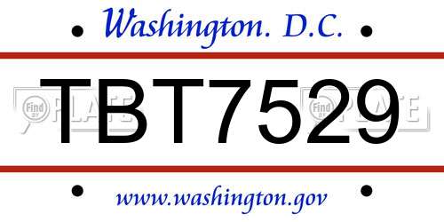 TBT7529 District Of Columbia License Plate