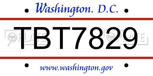 TBT7829 District Of Columbia License Plate