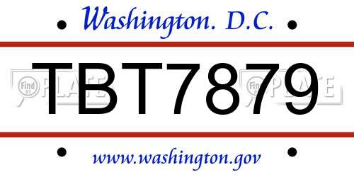 TBT7879 District Of Columbia License Plate