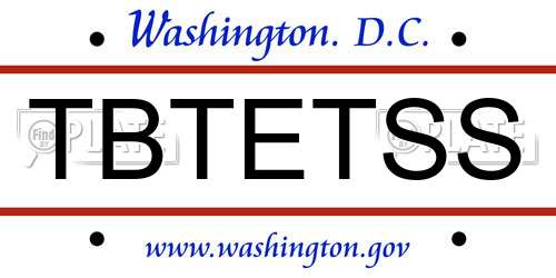 TBTETSS District Of Columbia License Plate