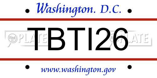 TBTI26 District Of Columbia License Plate