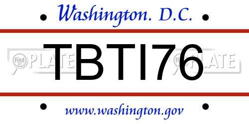 TBTI76 District Of Columbia License Plate