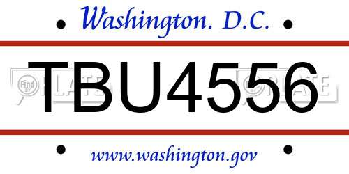 TBU4556 District Of Columbia License Plate