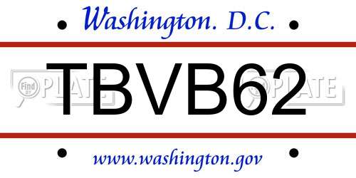 TBVB62 District Of Columbia License Plate