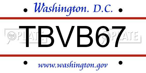 TBVB67 District Of Columbia License Plate