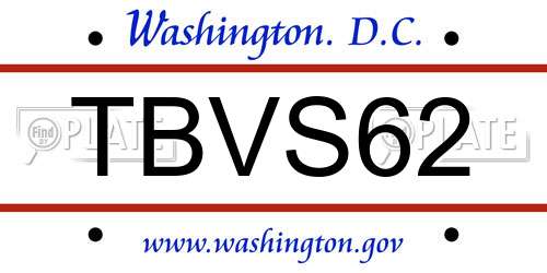 TBVS62 District Of Columbia License Plate