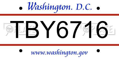 TBY6716 District Of Columbia License Plate
